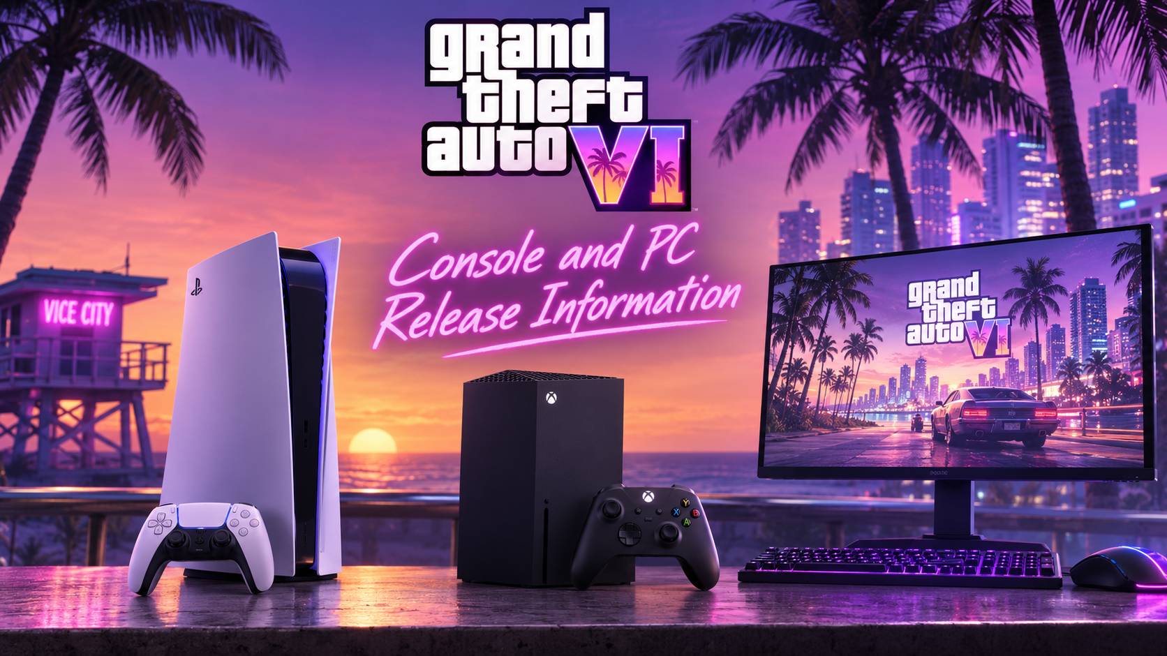 GTA VI release preview at sunset