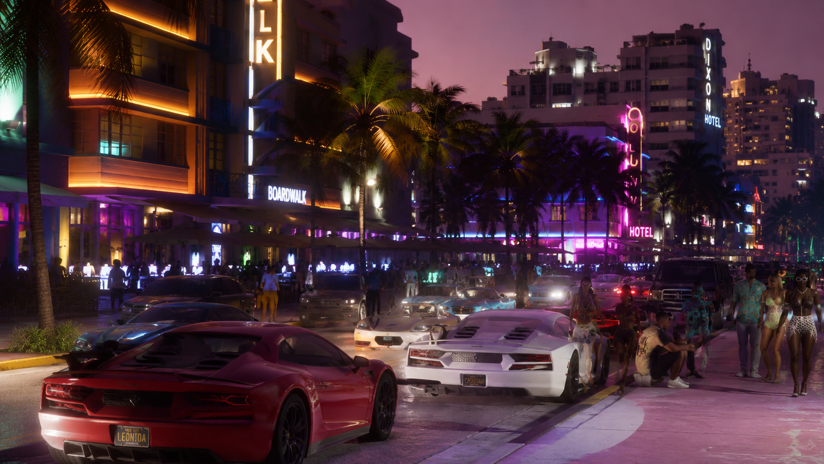 Neon nightlife on a vibrant boulevard 